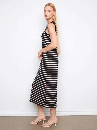 Sleeveless Striped Scuba Dress