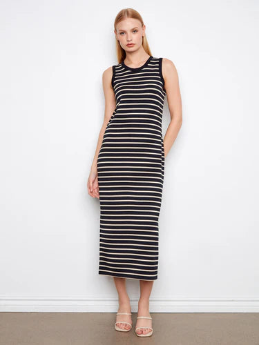 Sleeveless Striped Scuba Dress