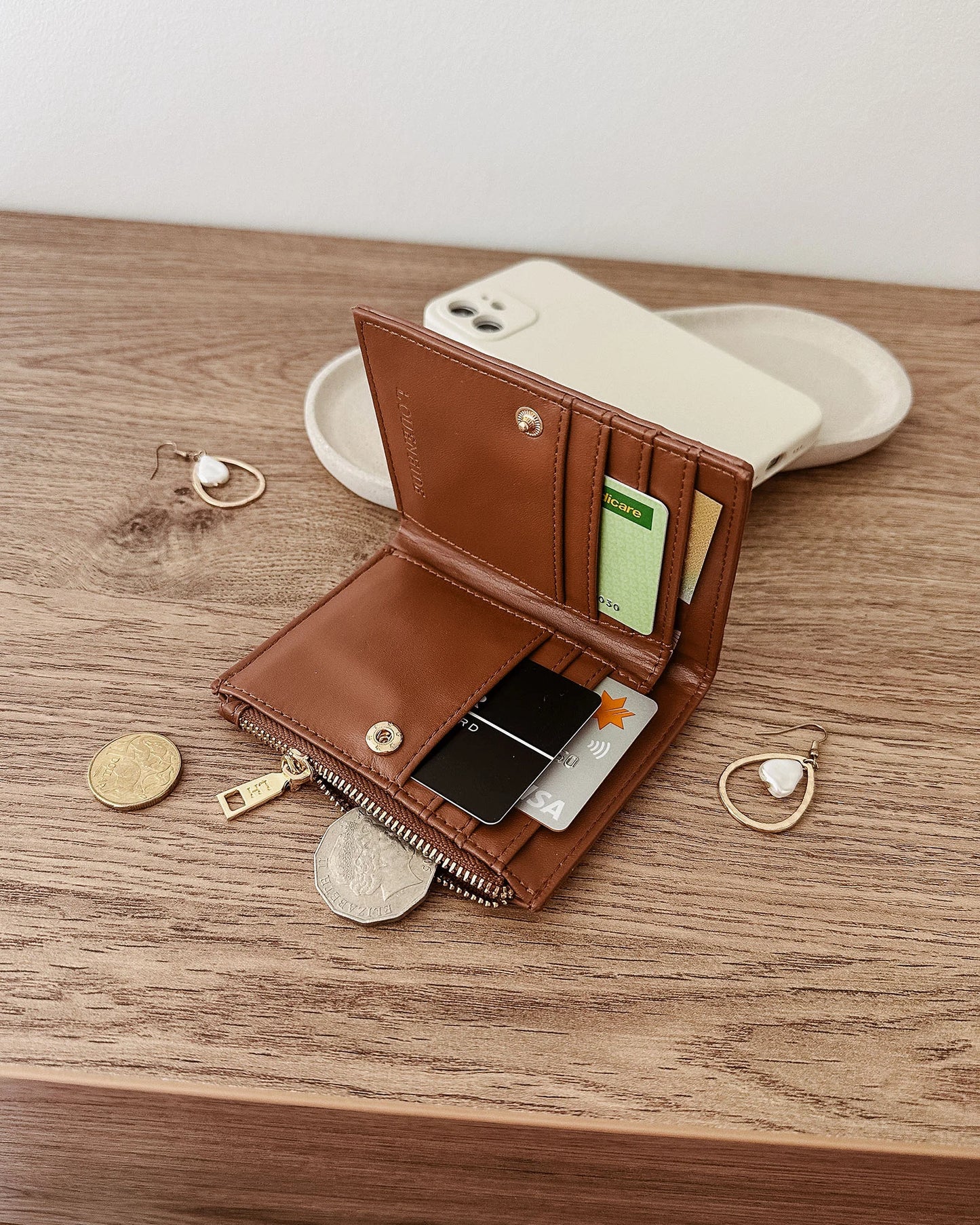 Lily Woven Wallet - Tan