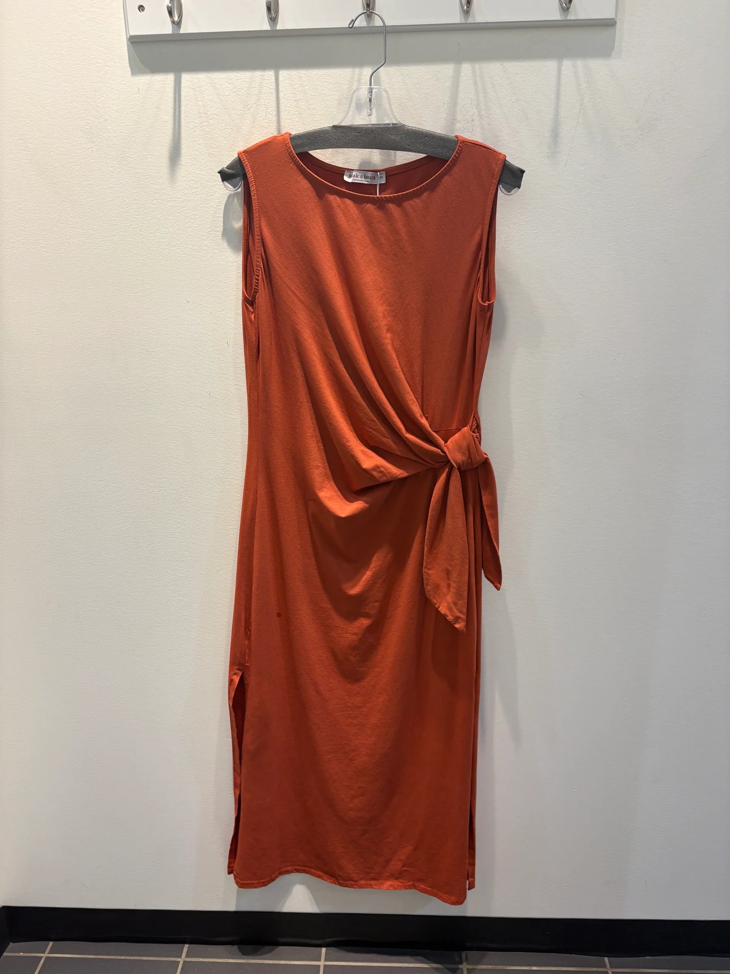 Round Neck Tank Dress W/Side Knot