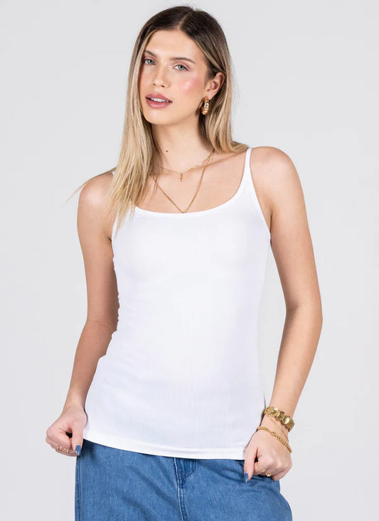 Bamboo Low Cut Cami - white