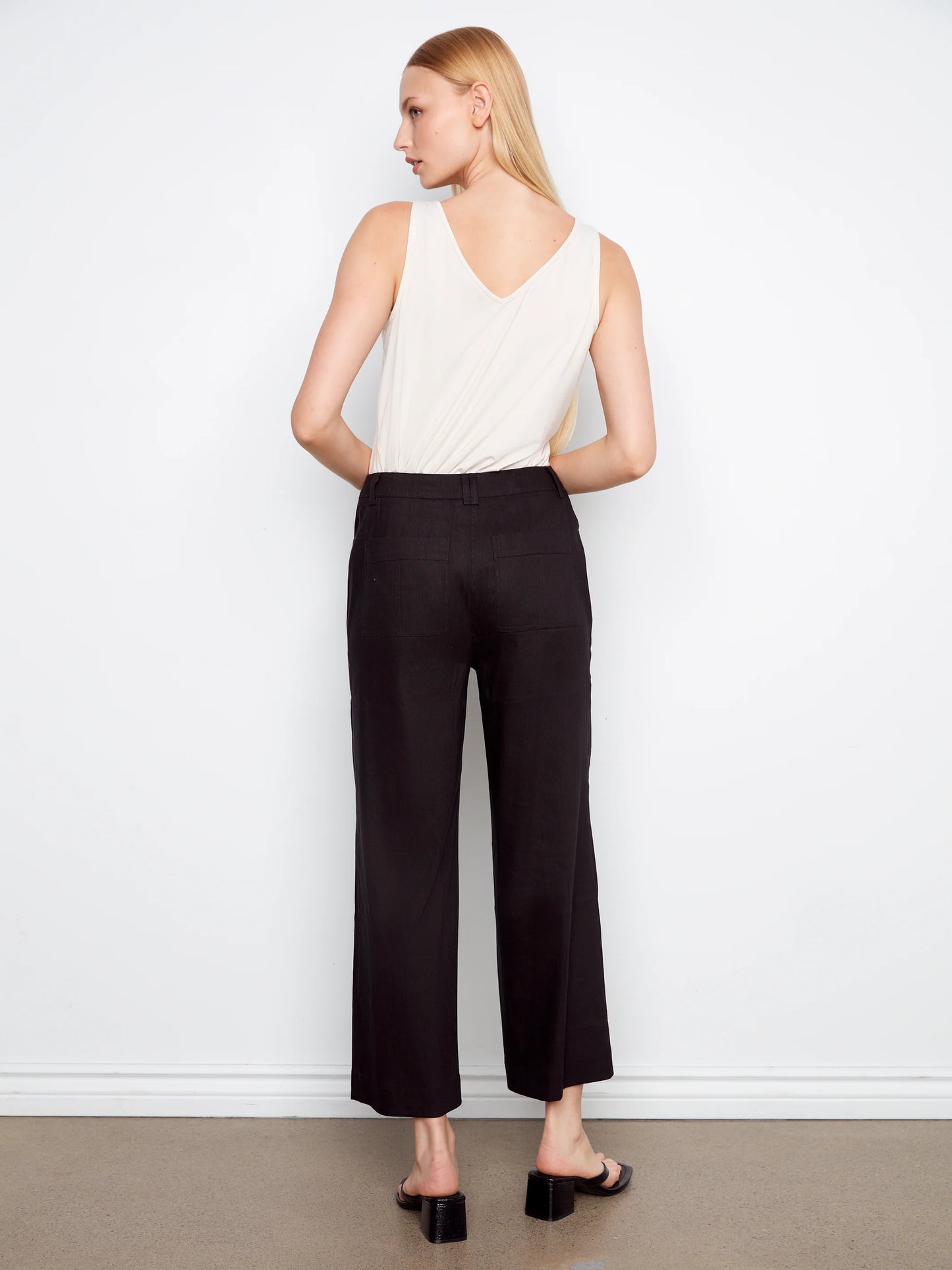 Linen Wide Leg Button Front Pants